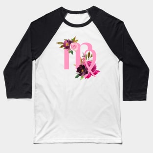 Virgo Horoscope Zodiac Pink Flower Design Baseball T-Shirt